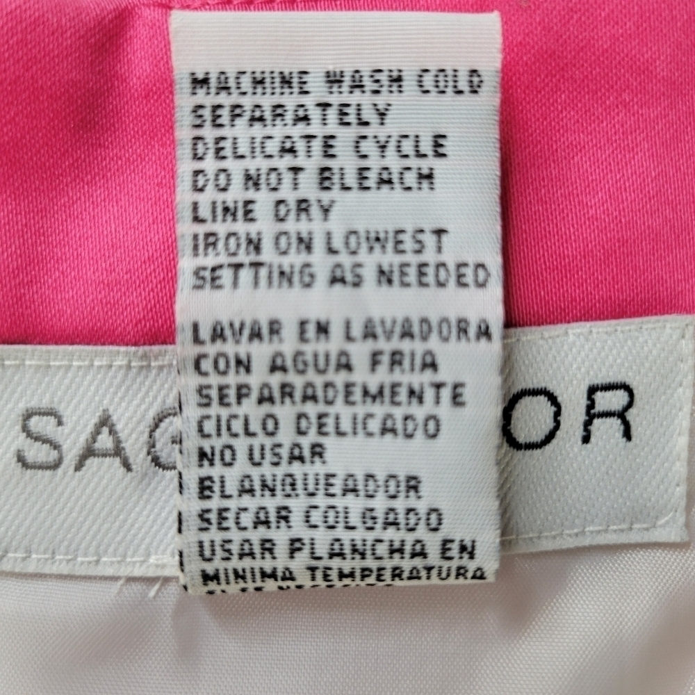 Sag Harbor Dress Size 12 White Pink Floral Sleeveless Back Zip Top Lined Cotton - Picture 6 of 9